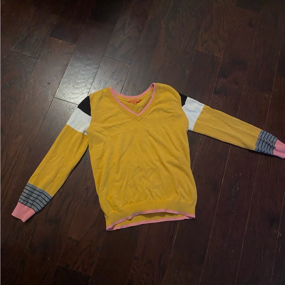 Modcloth Mustard and Pink Knit Sweater